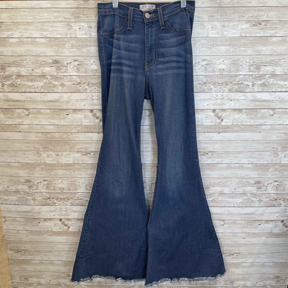 Judy Blue Womens 3/26 Jeans Super Flare Boot Cut Stretch High Rise Medium Wash